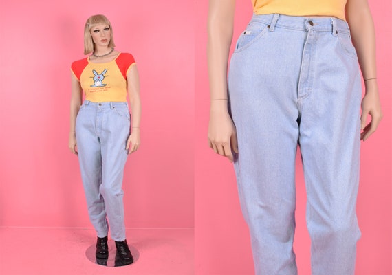 80s High Waisted Jeans US 14 L 1980s Pants Denim