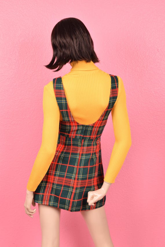 美品♡ classic plaid jumper dress Vintage 60s 70s Mini Plaid Jumper Dress/ Xs-small/ 1960s/ 1970s - Etsy
