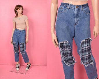 Vintage karierte Jeans mit Futter aus den 90er/00er Jahren / Bundweite 28-29,5 / 1990er/2000er Jahre