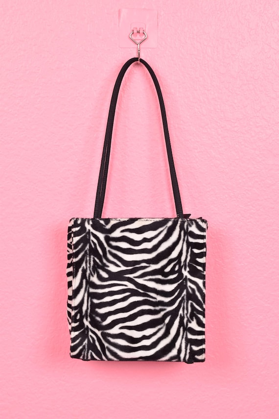 Vintage 90s 00s Deadstock Zebra Print Faux Fur Purse/ 1990s/ 2000s