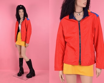 80s Color Block Jacket/ Medium/ 1980s