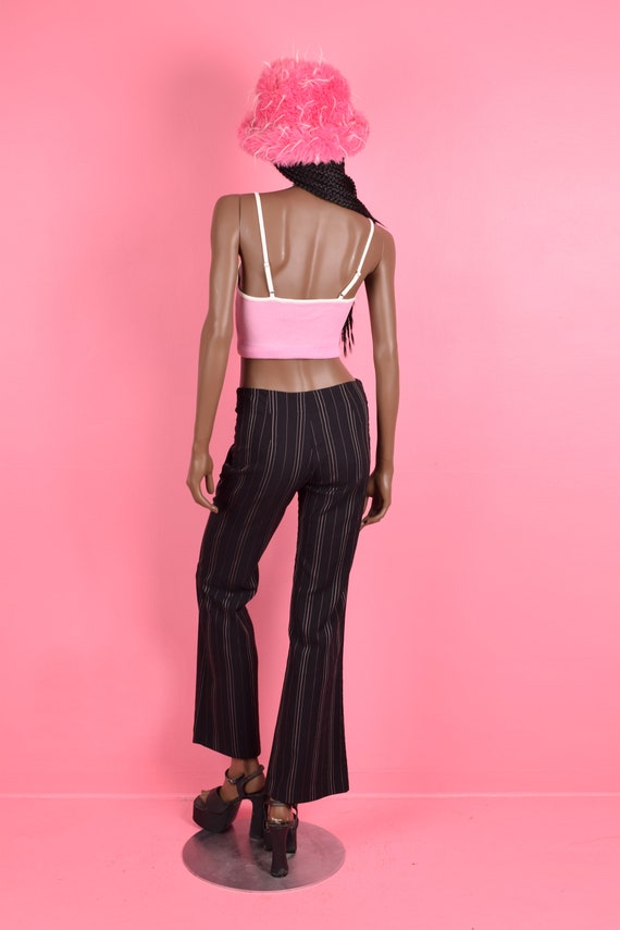 90s 00s Black Pink and White Striped Pants/ US 7/… - image 2