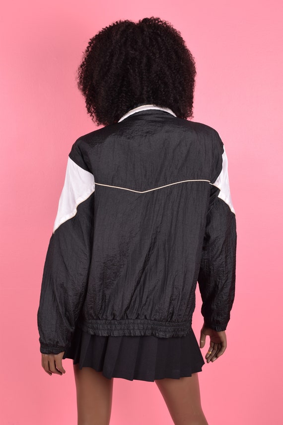 90s Black and White Windbreaker Jacket/ Medium/ 1… - image 2