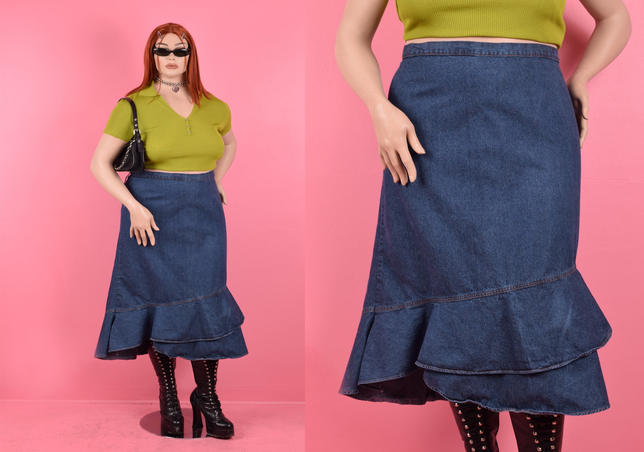 Plus size denim skirt with elastic waist 2025