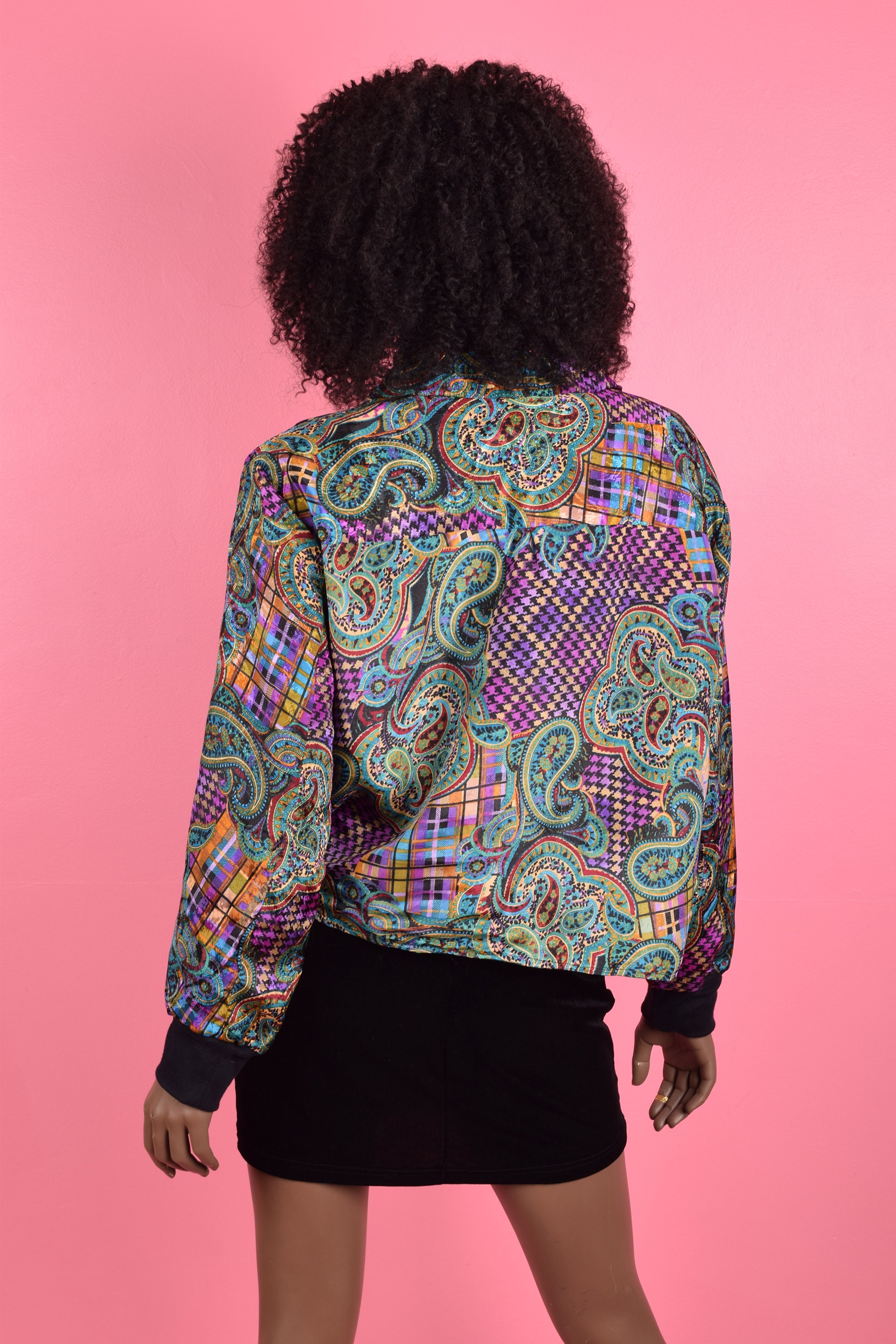 Vintage VTG Multi Pattern Lightweight Jacket/ Large/ Boxy/ Plaid 