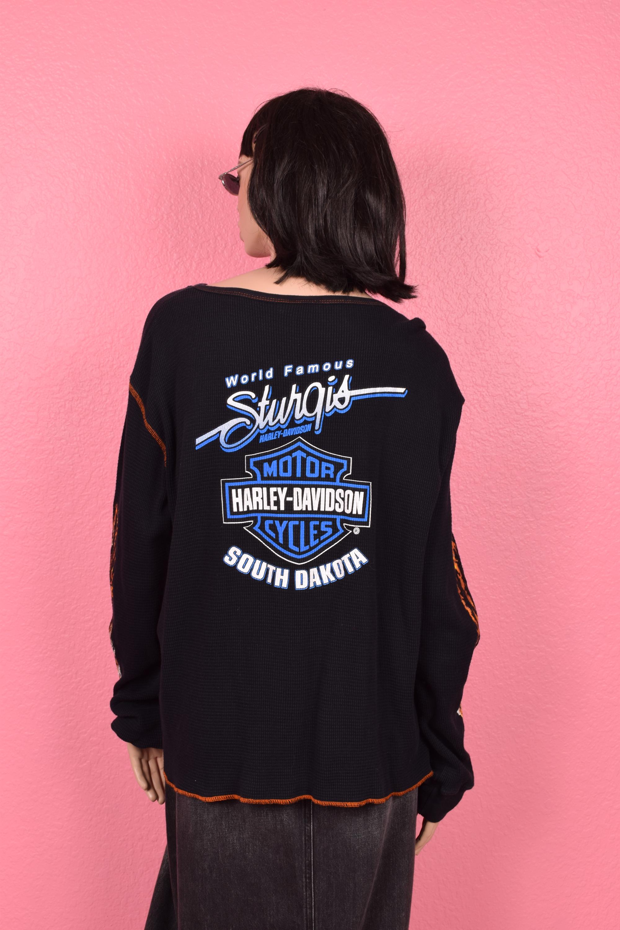 Vintage 00s Harley Davidson Thermal Long Sleeve Top/ Gender