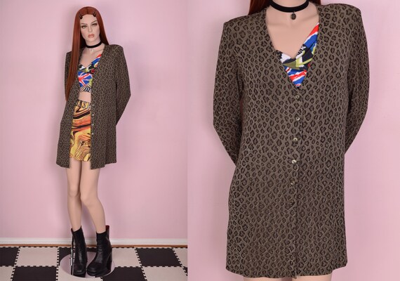90s Animal Print Cardigan/ US 6/ 1990s