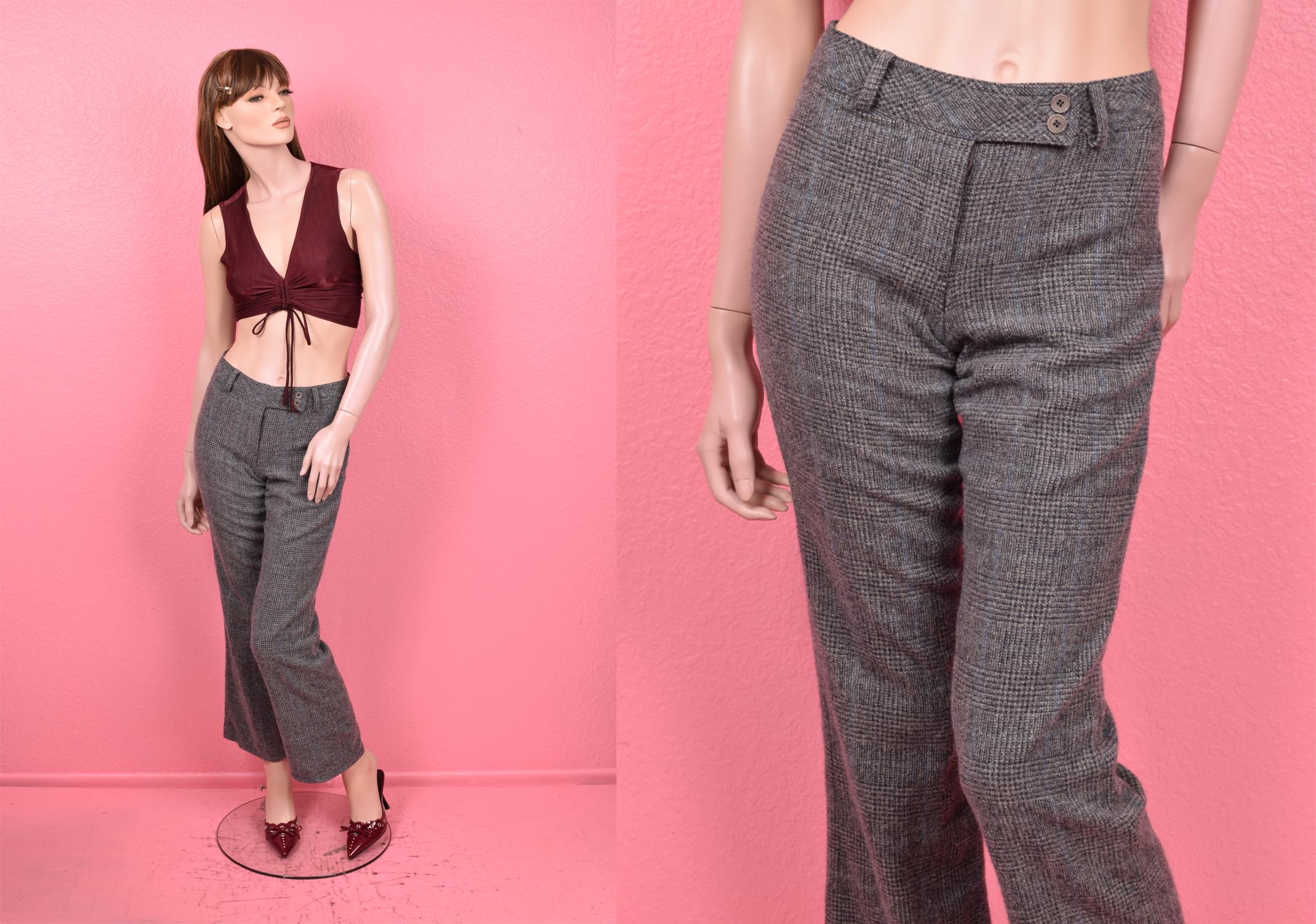 Vintage 00s Low Rise Plaid Wool Blend Trousers/ US 2/ 2000s - Etsy