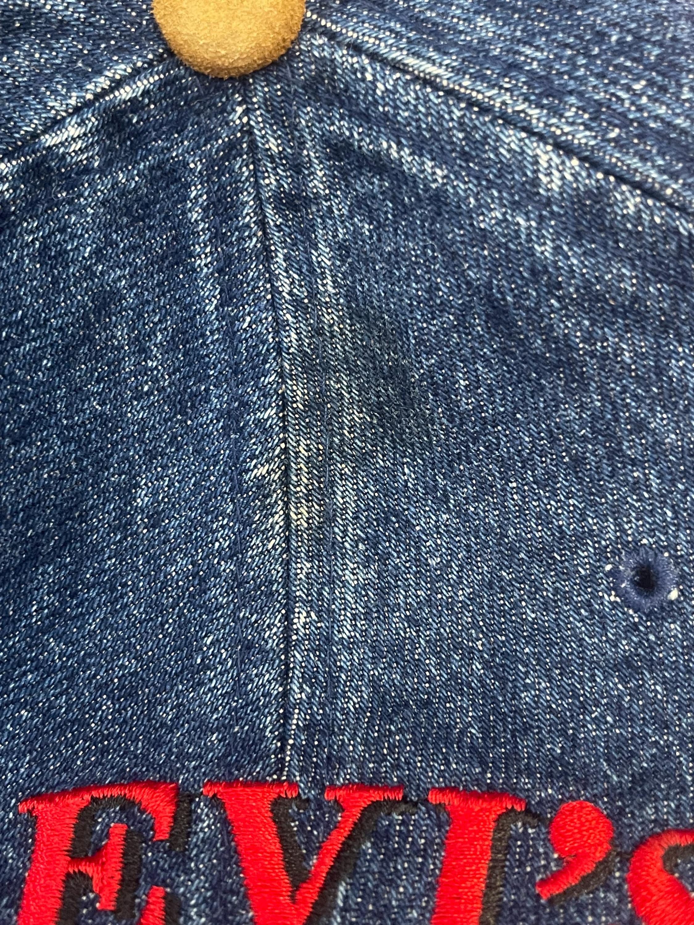 Vintage 80s 90s Levi's Suede Trim Denim Cap/ One Size/ 1980s