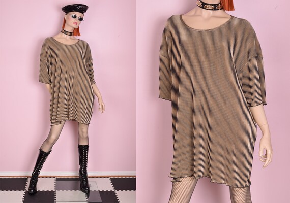90s Psychedelic Micro Pleated Shirt/ XXXL/ 1990s