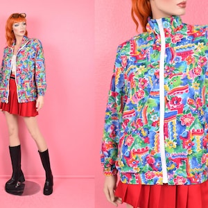 Vintage jas jaren 80/90 bloemenprint/klein-medium/jaren 80/jaren 90