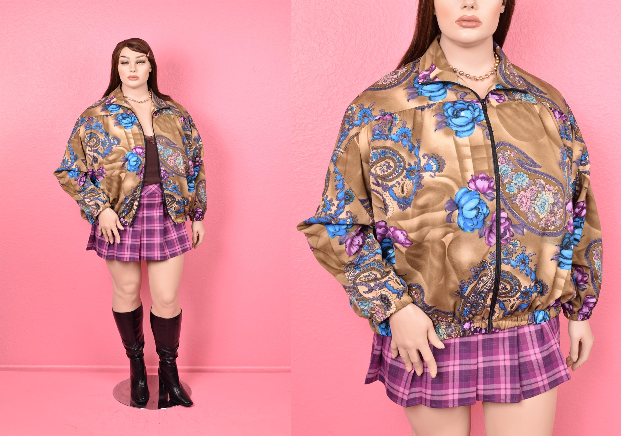 Vintage 80s Floral and Paisley Bomber Jacket/ XXL-XXXL/ 1980s - Etsy