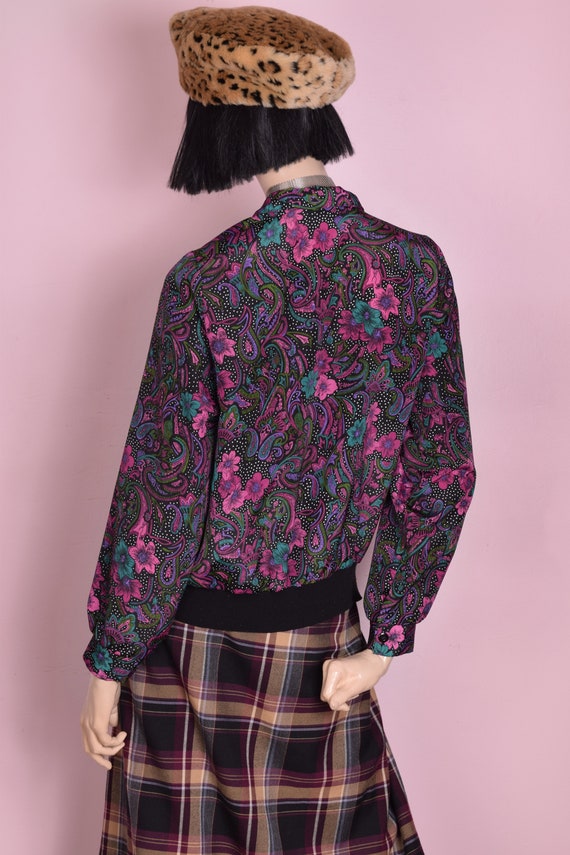 80s Floral and Paisley Print Top/ Large/ 1980s/ L… - image 3