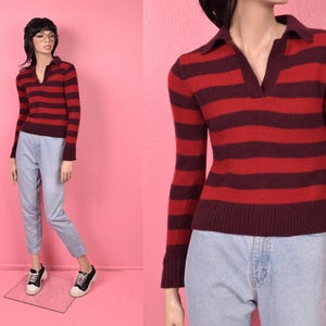 Vintage 00s Striped Wool Sweater/ Small-Medium/ 2000s