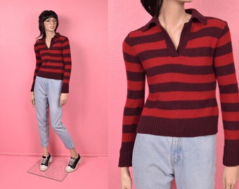 Maglione vintage anni 2000 a righe in lana / Taglia piccola-media / Anni 2000