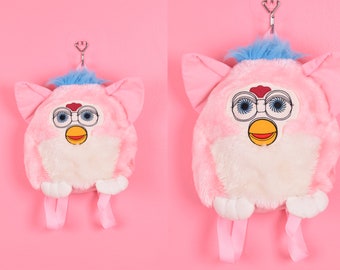 Vintage 90er Jahre Pinker Furby Plüsch Rucksack