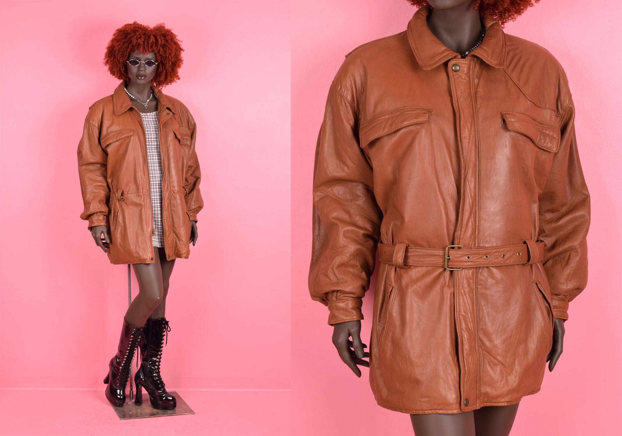 Vintage 80s Brown Leather Coat/ Large/ 1980s/ Jacket - Etsy