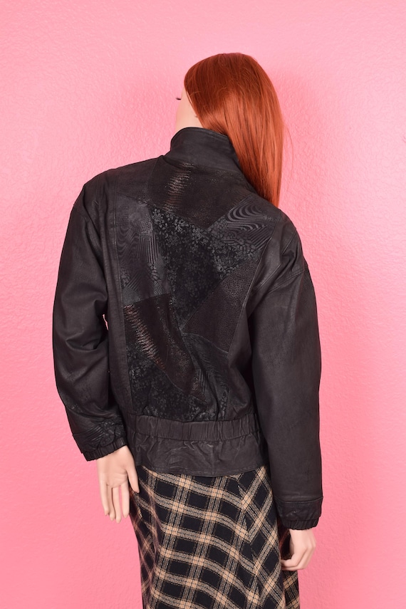 Vintage 80s Multi Pattern Patchwork Leather Jacke… - image 2