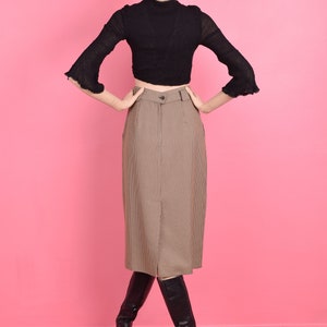 80s Tan and Black Houndstooth High Waisted Skirt/ US 8/ 1990s image 2