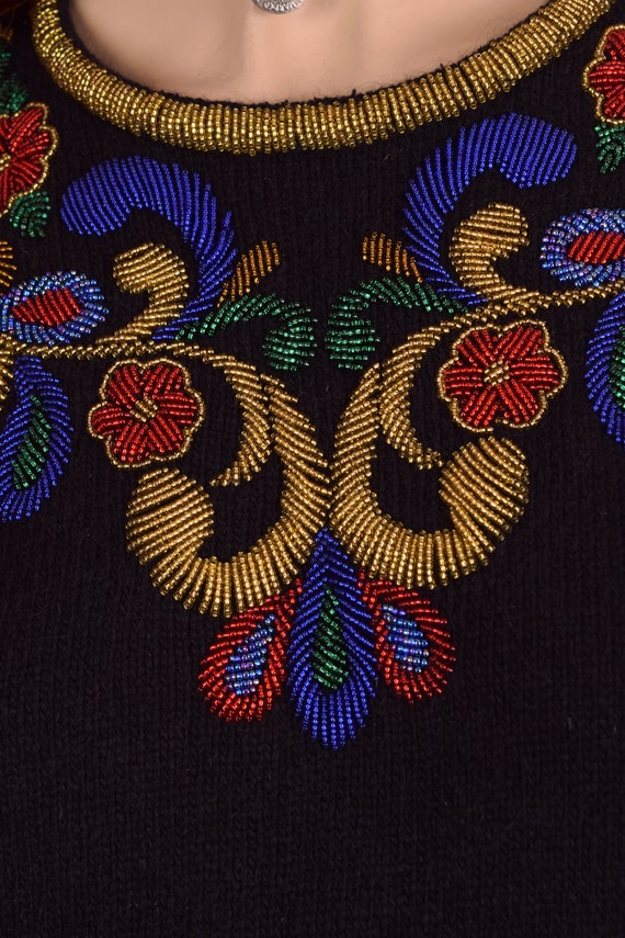 90s Beaded Sweater/ Large/ 1990s - image 2