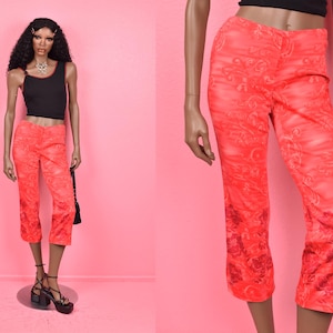 Vintage 90s Low Rise Floral Print Pants/ US 2P/ 1990s