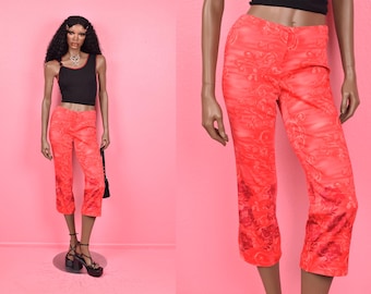 Vintage 90s Low Rise Floral Print Pants/ US 2P/ 1990s