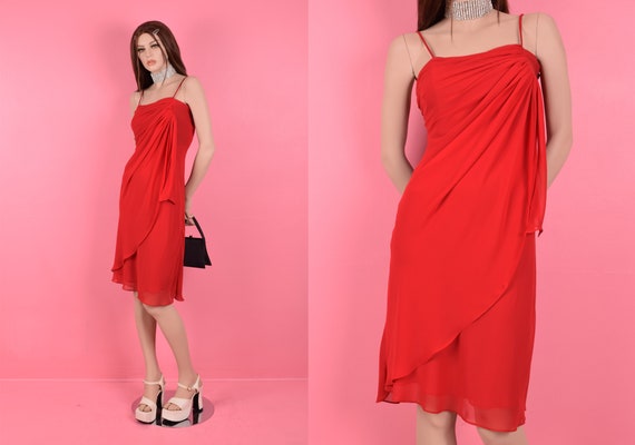 90s Y2K Red Formal Dress/ Small/ Tank/ Sleeveless - image 1