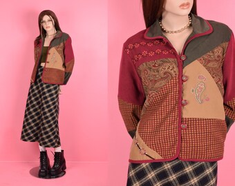 90s Multi Pattern Lightweight Jacket/ Small-Medium/ 1990s