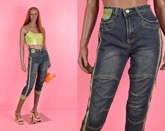 Vintage 00s Two Tone Stretch Jeans/ Size 27/ 2000s