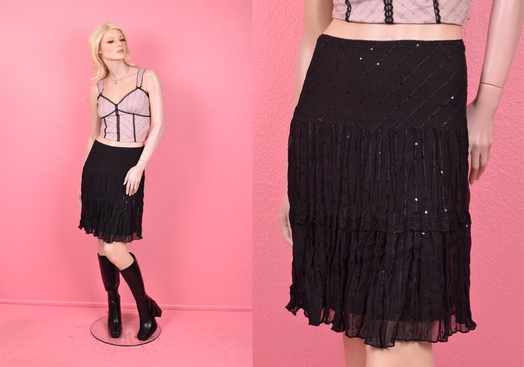 Vintage Sequin Skirt - Etsy Vintage Sequin Skirt - Etsy
