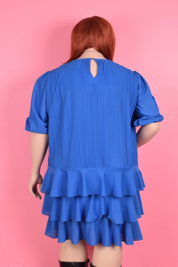 80s Tiered Skirt Micro Pleated Dress/ XL/ 1980s - image 2
