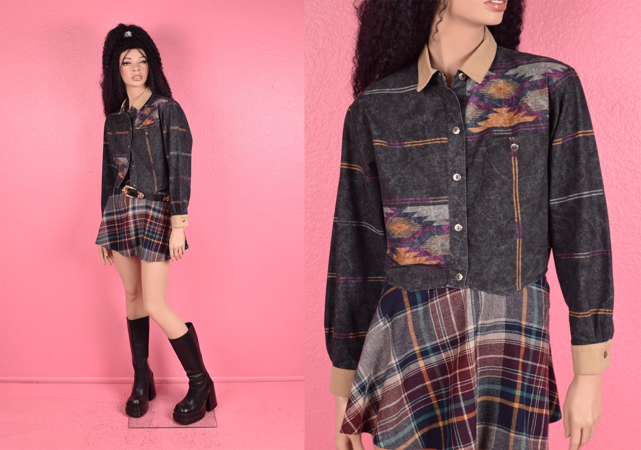 USA VINTAGE JESSICA HOLBROOK ZEBRA PATTERNED SILK100% OVER DESIGN  