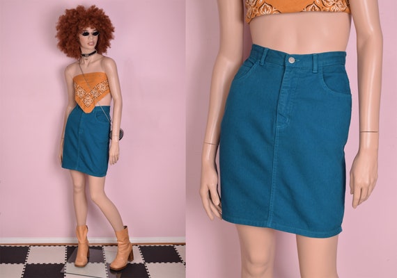 80s Guess High Waisted Denim Skirt/ Small/ 1980s | Etsy