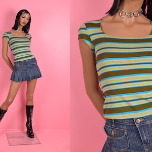 90s 00s Striped Knit Top/ Medium/ 1990s/ 2000s