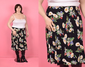 Gonna vintage con stampa floreale anni '90/XL/anni '90