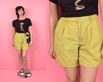 ヴィンテージ90年代シャルトリューズショートパンツ／男女兼用　ウエスト34インチ／1990年代