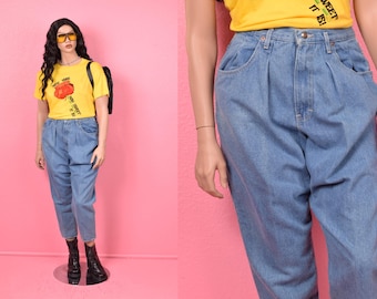 Vintage 80s High Rise Tapered Jeans/ 28.5 Waist/ 1980s/ Denim/ Pants
