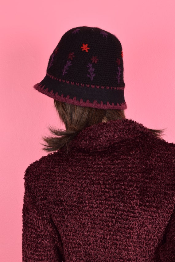 90s 00s Floral Knit Hat/ 1990s/ 1990s - image 2