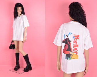 90s Marlboro Tshirt/ Gender-Neutral XL/ 1990s