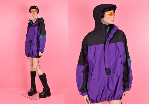 90s Nylon Hooded Jacket/ Gender-Neutral Large/ 19… - image 1
