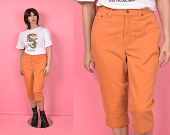 Capris vaqueros de cintura alta vintage de los años 90/ Talla 12 de EE. UU./ Década de 1990