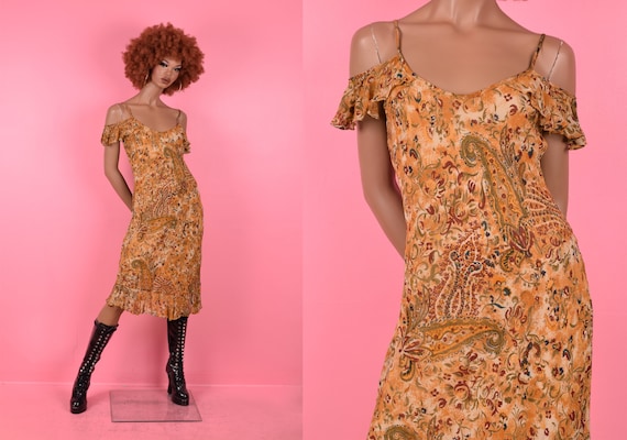 90s Y2K Paisley and Floral Print Dress/ Small/ Ta… - image 1