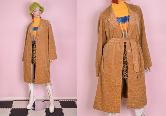 90s Animal Print Fuzzy Coat/ Large/ 1990s/ Jacket