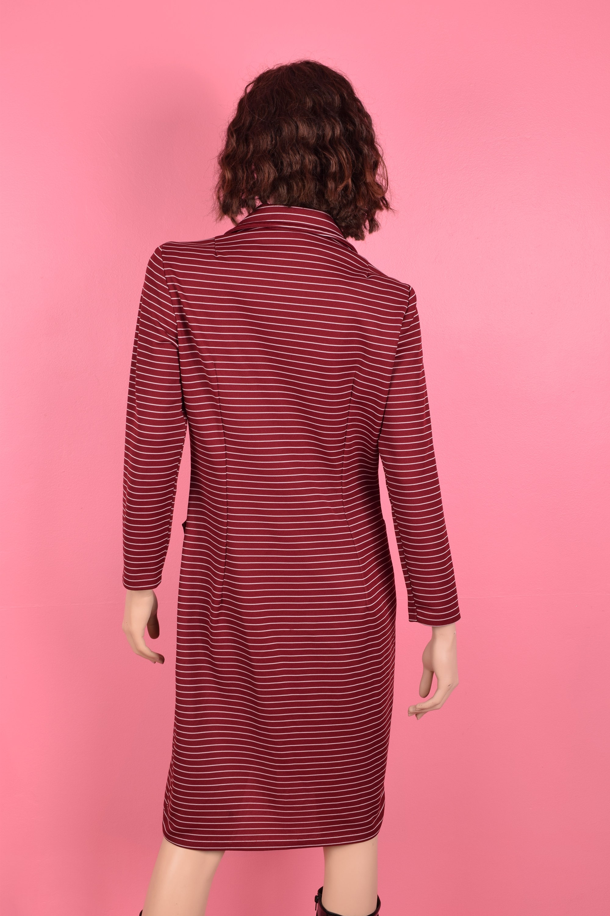 70s Striped Zip up Dress/ Medium-large/ 1970s/ Long Sleeve 70s Striped Zip up Dress/ Medium-large/ 1970s/ Long Sleeve