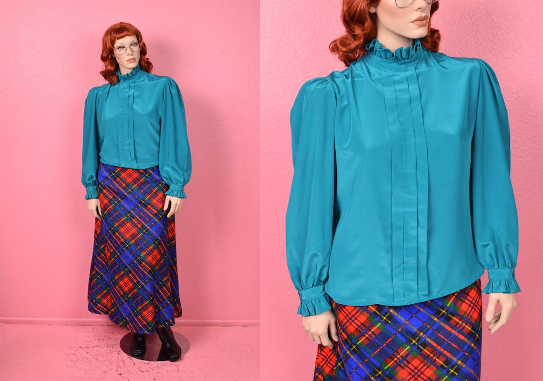 Vintage 70s 80s Ruffle Trim Blouse/ US 14/ 1970s/ 1980s - Etsy