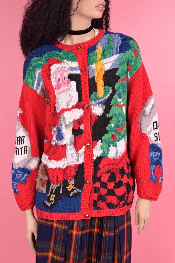 90s Christmas Cardigan Sweater/ Medium/ 1990s - image 2