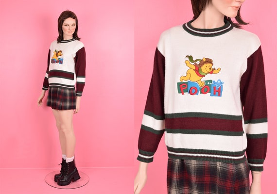 90s 00s Pooh Striped Sweater/ Small-Medium/ 1990s… - image 1