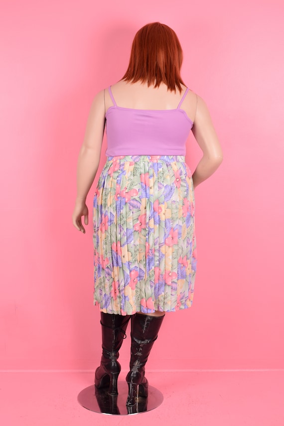 Buy Vintage 80s Floral Print Pleated Skirt/ US 16/ 1980s Online in