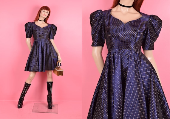 80s Polka Dot Party Dress/ Small/ 1980s - image 1