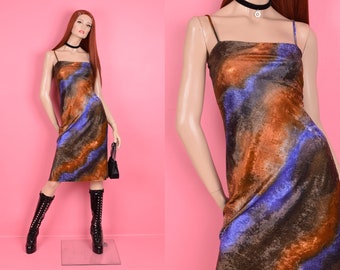 90s Y2K Crushed Velvet Dress/ Medium/ Tank/ Sleeveless